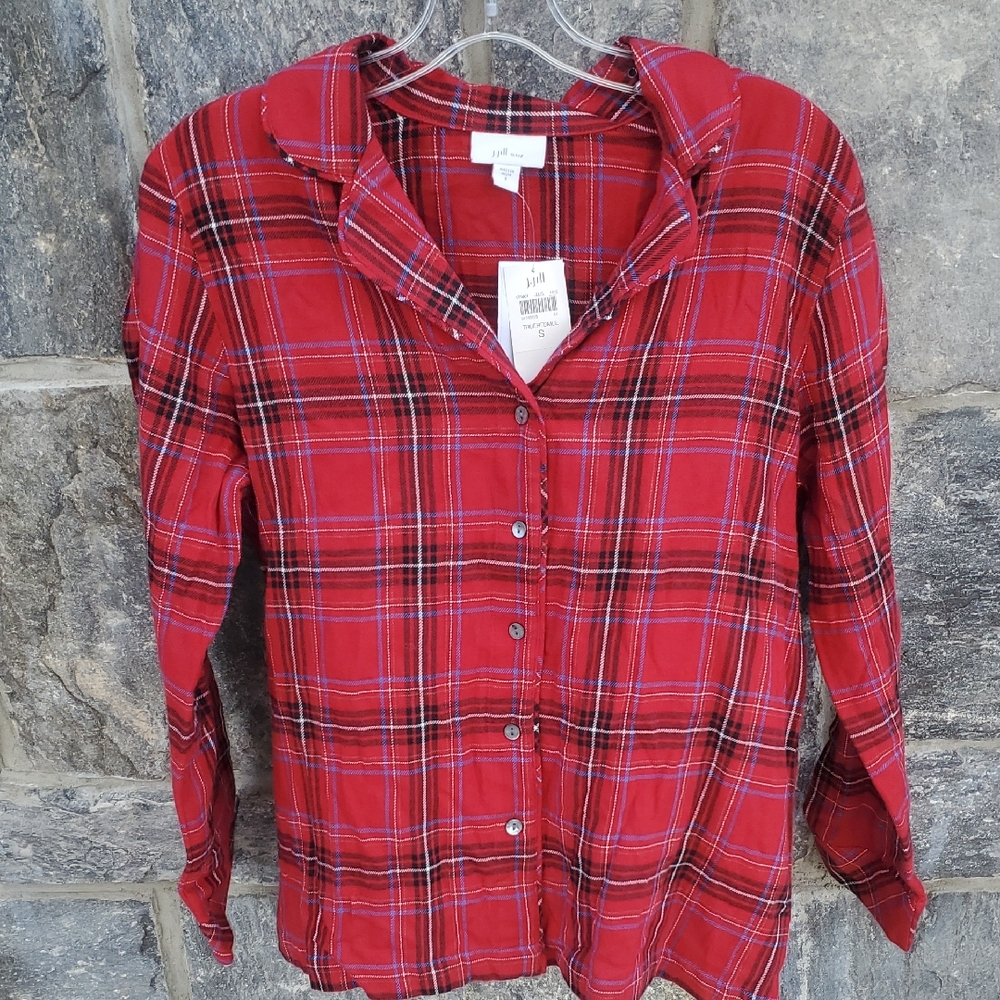 J. Jill Red and Black Plaid Shirt